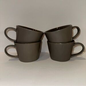 World Market Taupe Brown Organic Coffee Mug Set of 4- 10oz Cups